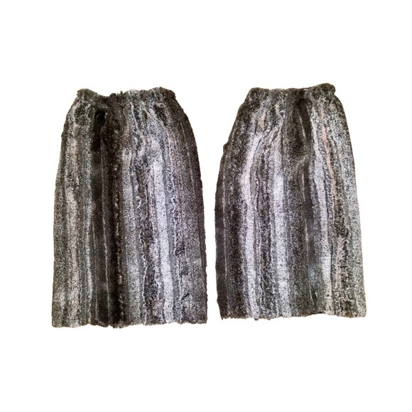 Big Buddha Accessories - Big Buddha Brown Striped Heather Faux Fur Boot Cuff Shoe Cuff Boot Topper
